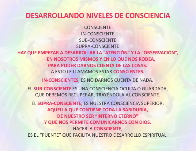 Desarrollando niveles de consciencia Agosto 31 de 2010